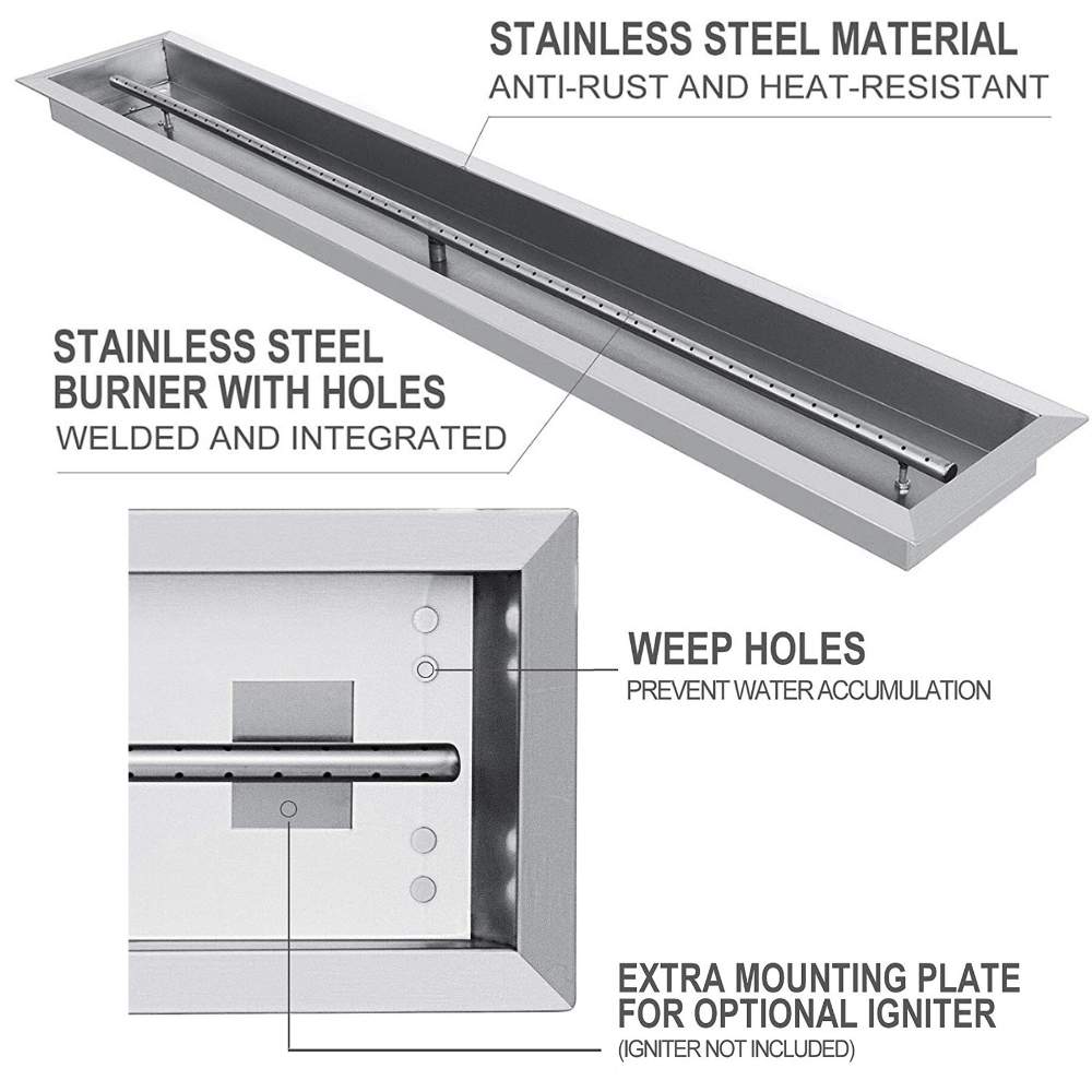 Fire Pit Burner Pan Kit: 90cm Linear Burner: image 5