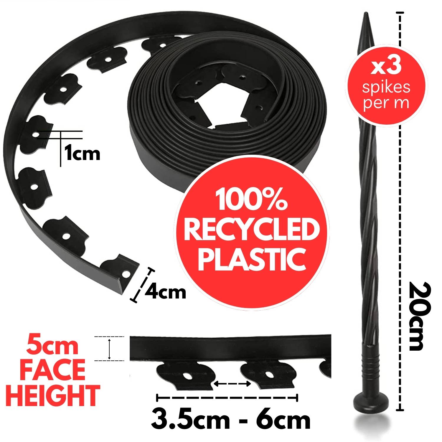 Garden Edging Kit: 5cm Face Height (per m)